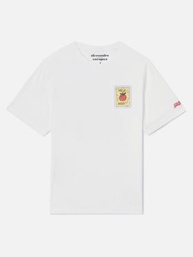 White Portland t-shirt with Mela Godo illustration