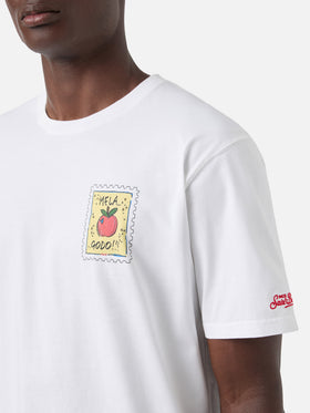 T-shirt Portland bianca con illustrazione Mela Godo