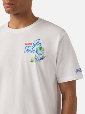 White Portland t-shirt with Gin Tonic Drink illustration