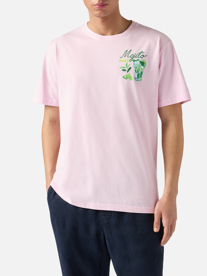Pink Portland t-shirt with Mojito Drink illustration