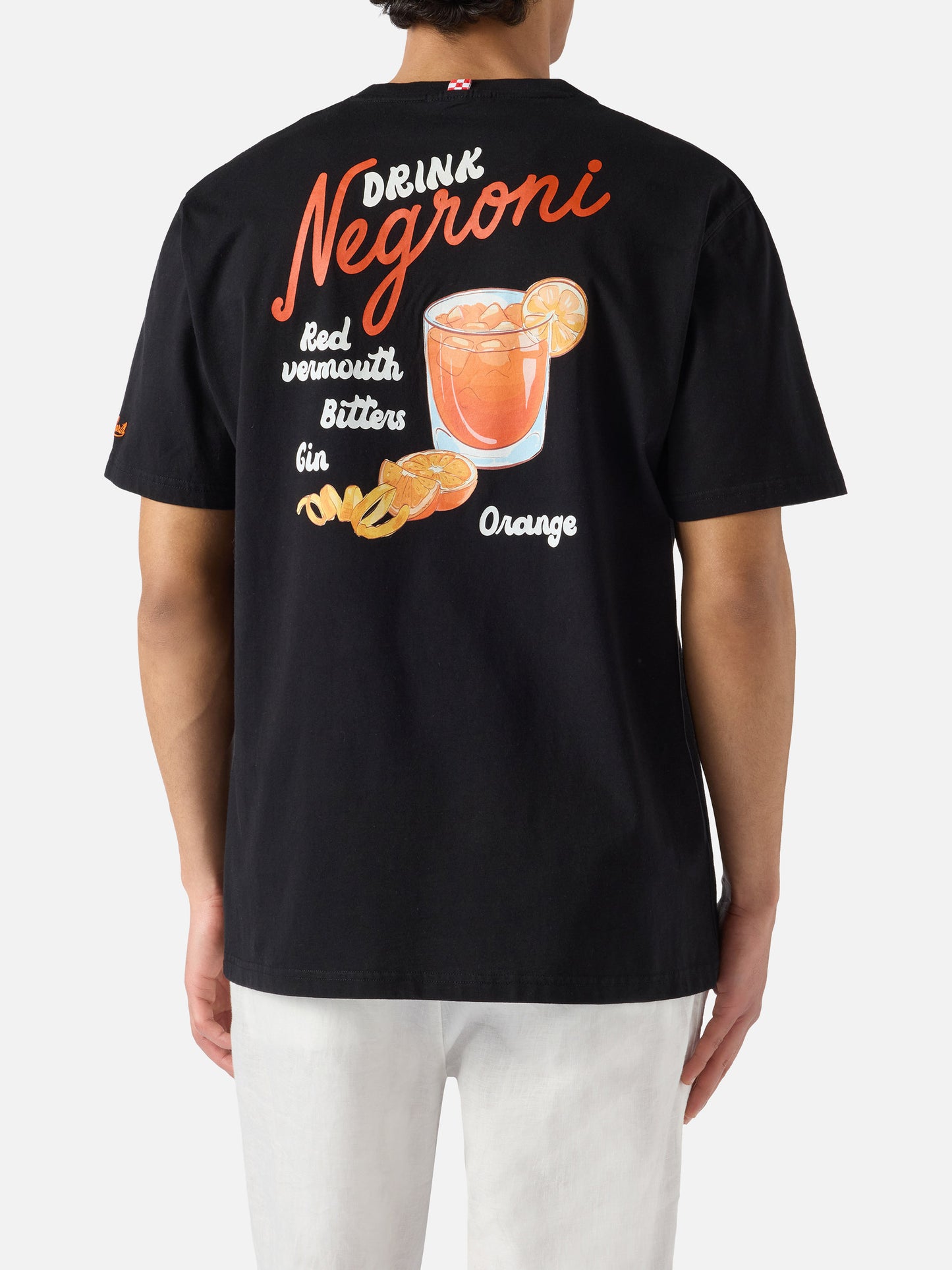 T-shirt Portland nera con illustrazione Negroni Drink