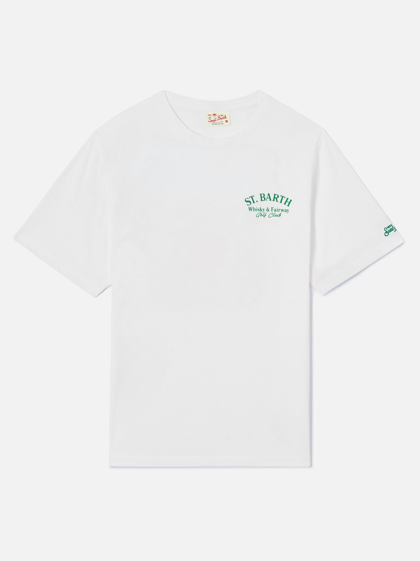 White Portland t-shirt with Whisky & Fairway Golf Club illustration