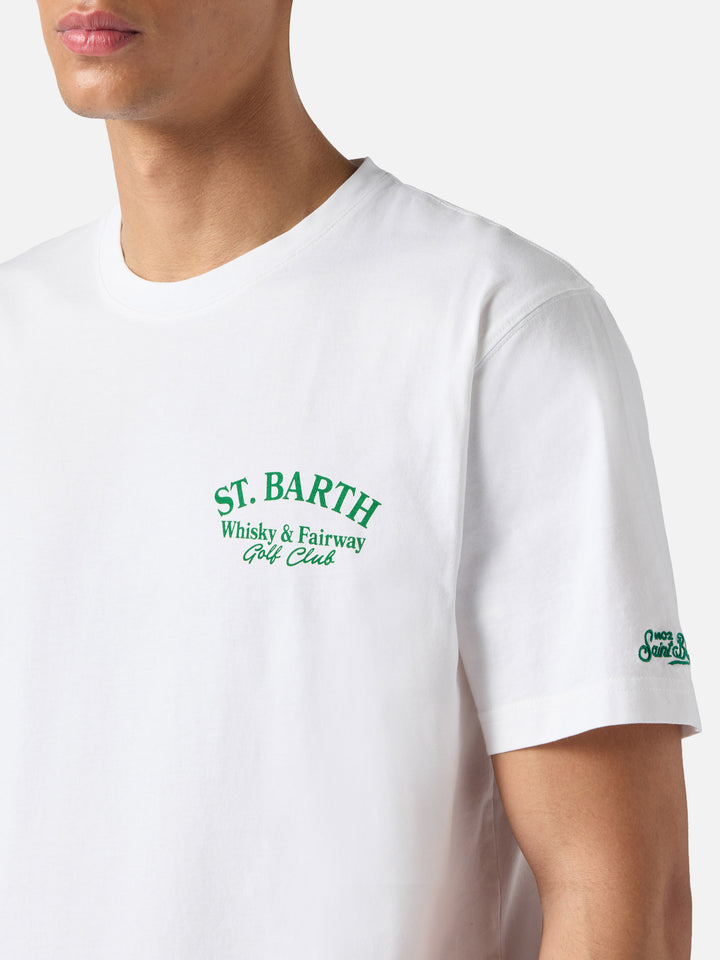 White Portland t-shirt with Whisky & Fairway Golf Club illustration