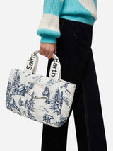 Quilted Puffer Bag with toile de jouy print