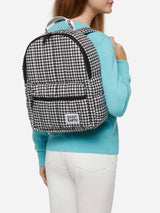 Puffer backpack with pied de poule print