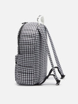 Puffer backpack with pied de poule print