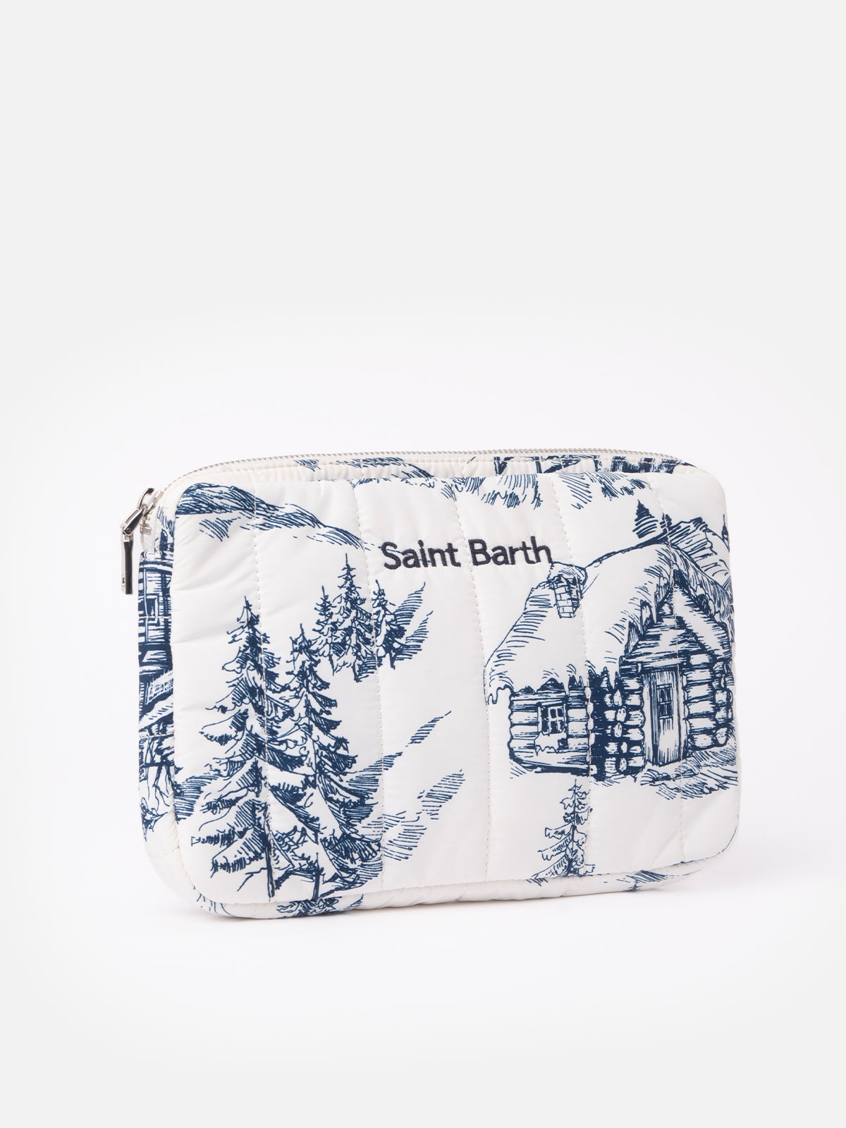 Puffer table case with toile de jouy print