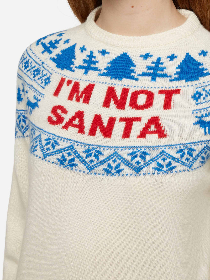 White sweater New Queen with I'm not Santa jacquard