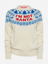 White sweater New Queen with I'm not Santa jacquard