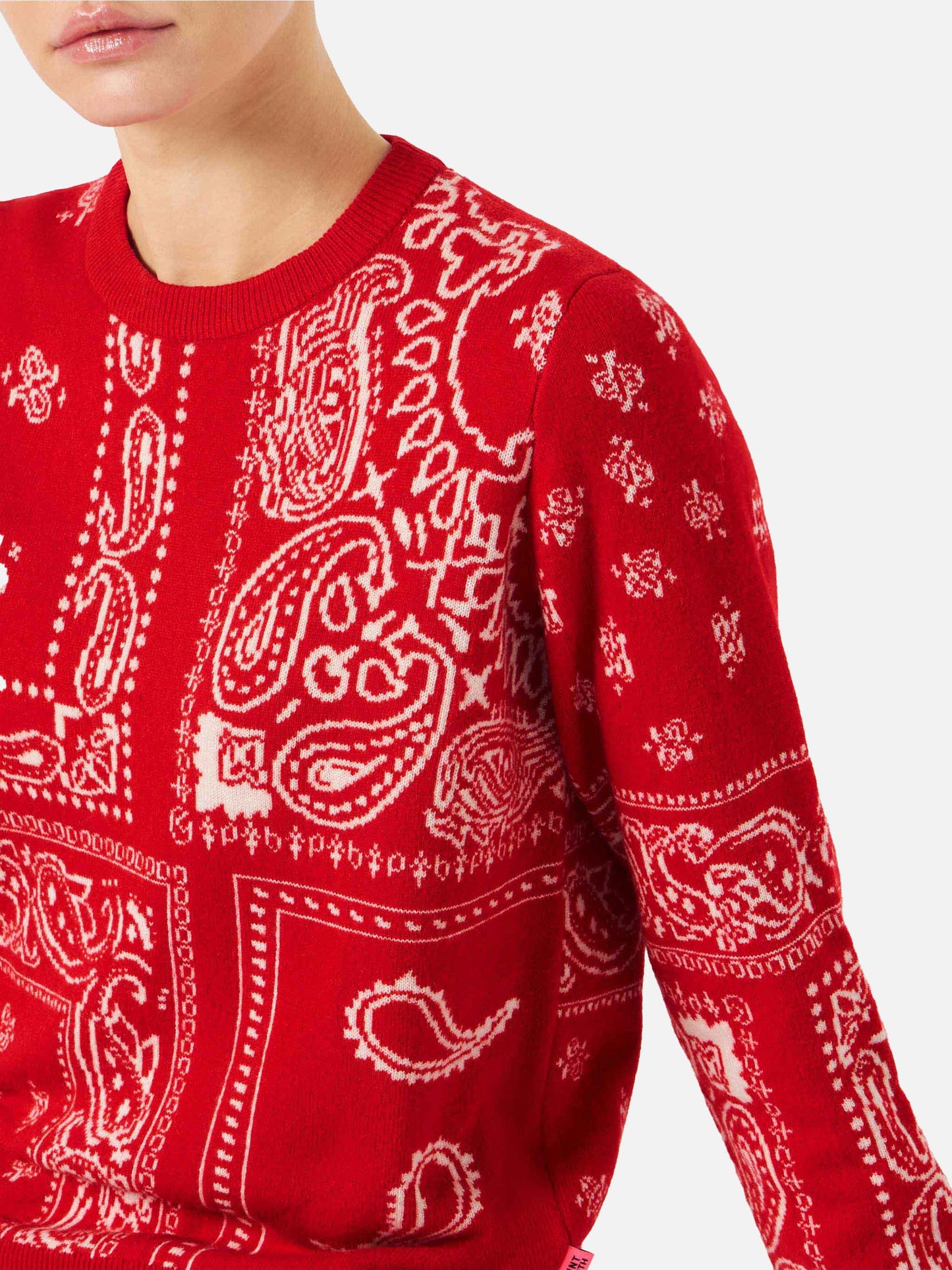 Maglione da donna con stampa bandana rossa