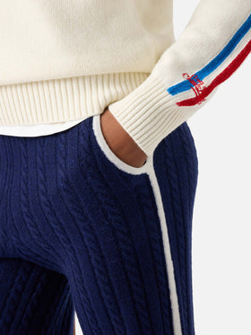 Pull col rond en maille New Queen blanc cassé avec broderie Après Ski 