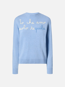 New Queen crewneck with Io che amo solo te(quila) embroidery