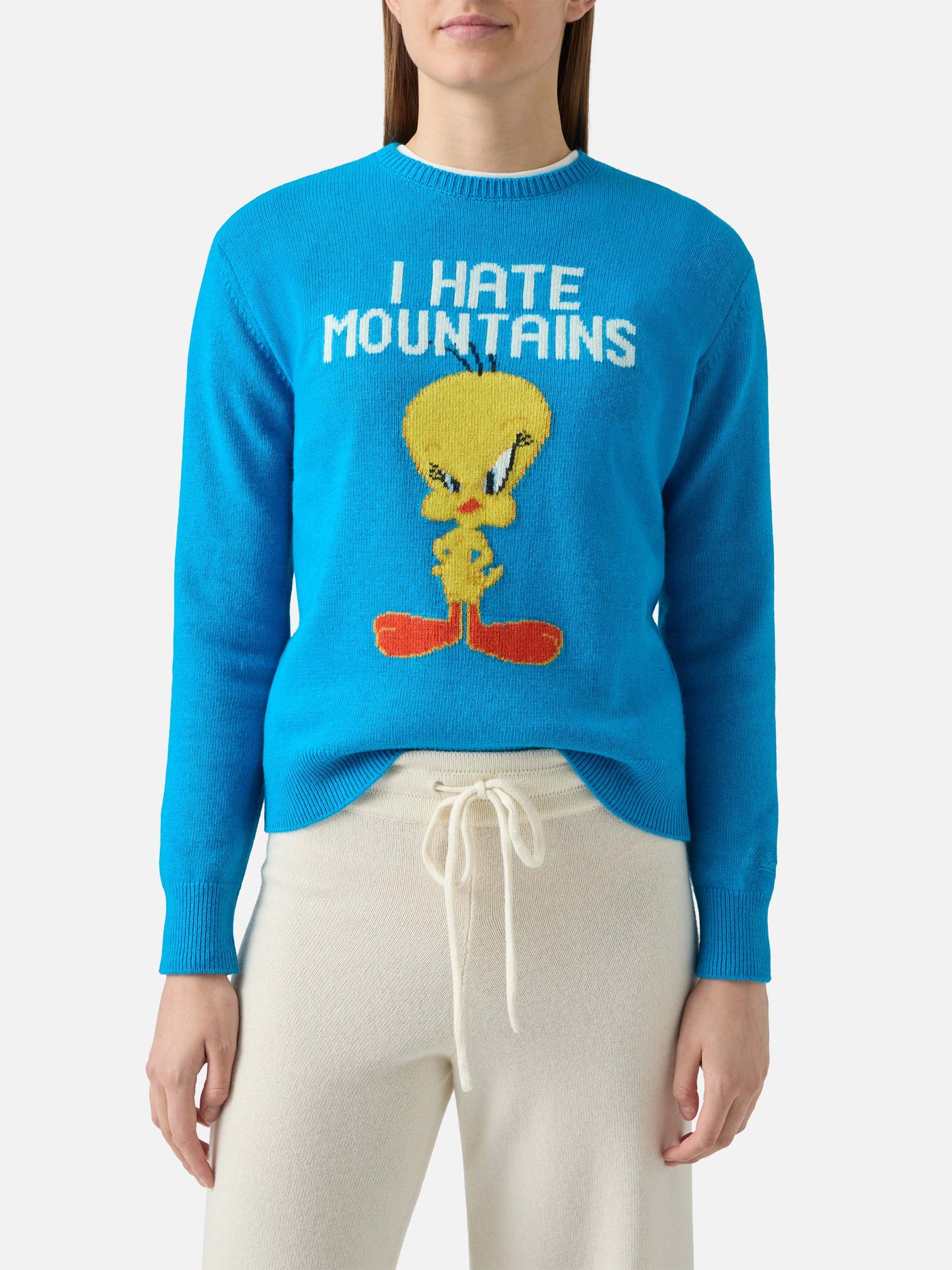 Neue Queen Crewneck-Jacke in Grau mit Tweety-Jacquardmuster | WARNER BROS. SPECIAL EDITION