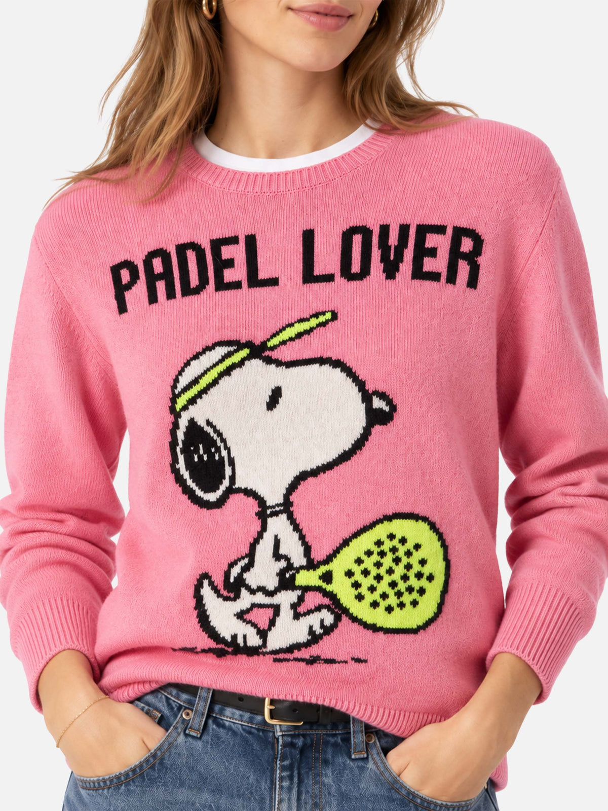 Nouveau pull rose Queen avec imprimé Snoopy Padel Lover | Édition spéciale 