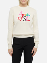 Maglione bianco da donna New Queen con ricamo Apres love Ski