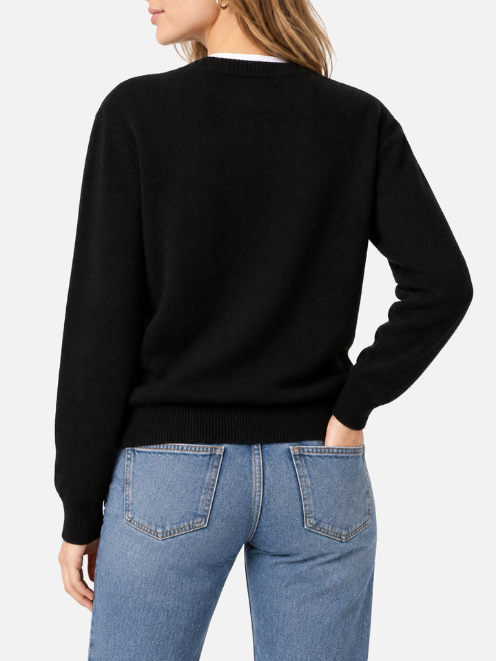 Pull New Queen noir avec logo en tissu éponge 