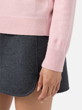 New Queen cashmere-blend sweater in pink with Vacanze di Natale lurex jacquard | VACANZE DI NATALE SPECIAL EDITION