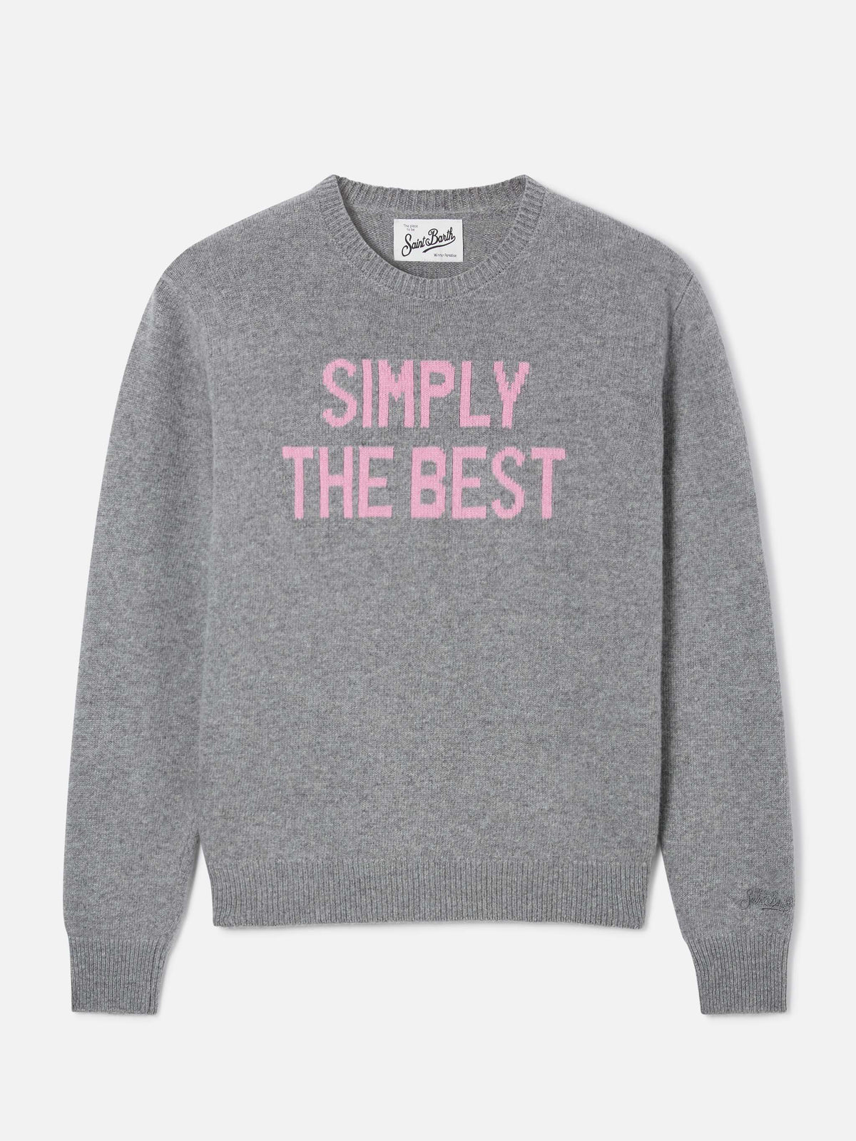 Grey New Queen crewneck knit with Simply The Best embroidery