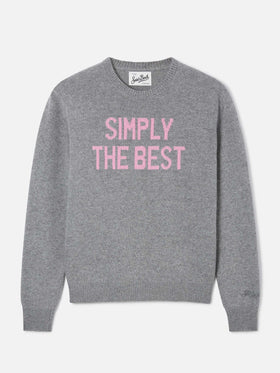 Grey New Queen crewneck knit with Simply The Best embroidery