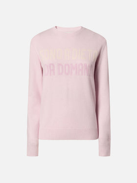 Girocollo New Queen bianco con jacquard Sono a dieta (domani)