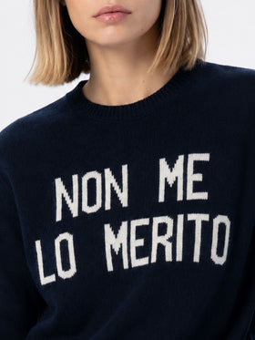 New Queen blue sweater with Non me lo merito jacquard