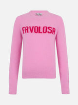 Woman pink sweater New Queen with Favolosa print