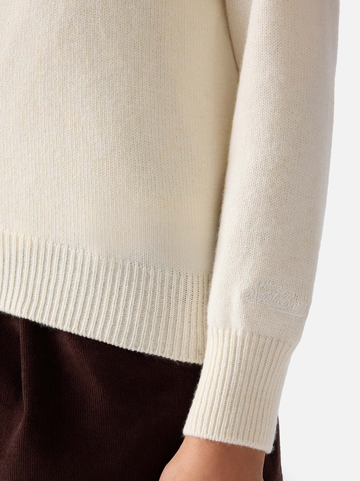Off-white New Queen Rundhals-Strickpullover mit Splendida-Strassstickerei 