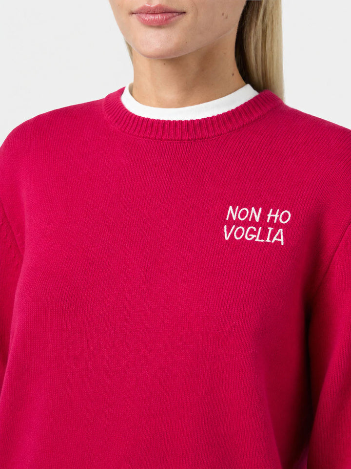 Nouveau pull New Queen bordeaux avec broderie non ho voglia 