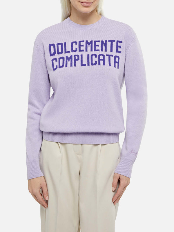 Woman purple sweater New Queen with Dolcemente Complicata print