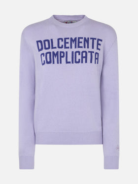 Woman purple sweater New Queen with Dolcemente Complicata print