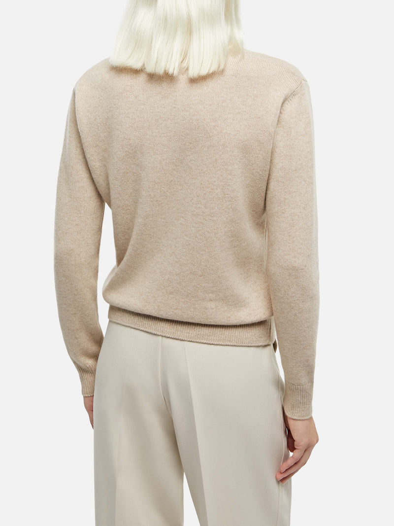 Maglione da donna beige New Queen con stampa Odio il Lunedì