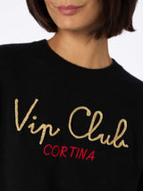 Woman black sweater New Queen with embroidery Vip club Cortina | VIP CLUB CORTINA SPECIAL EDITION