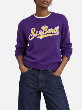 Purple New Queen Cropped-Pullover mit Logo 