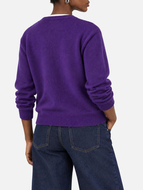 Purple New Queen Cropped-Pullover mit Logo 