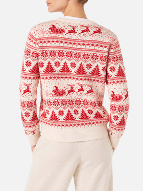 New Queen red and white Christmas jacquard sweater