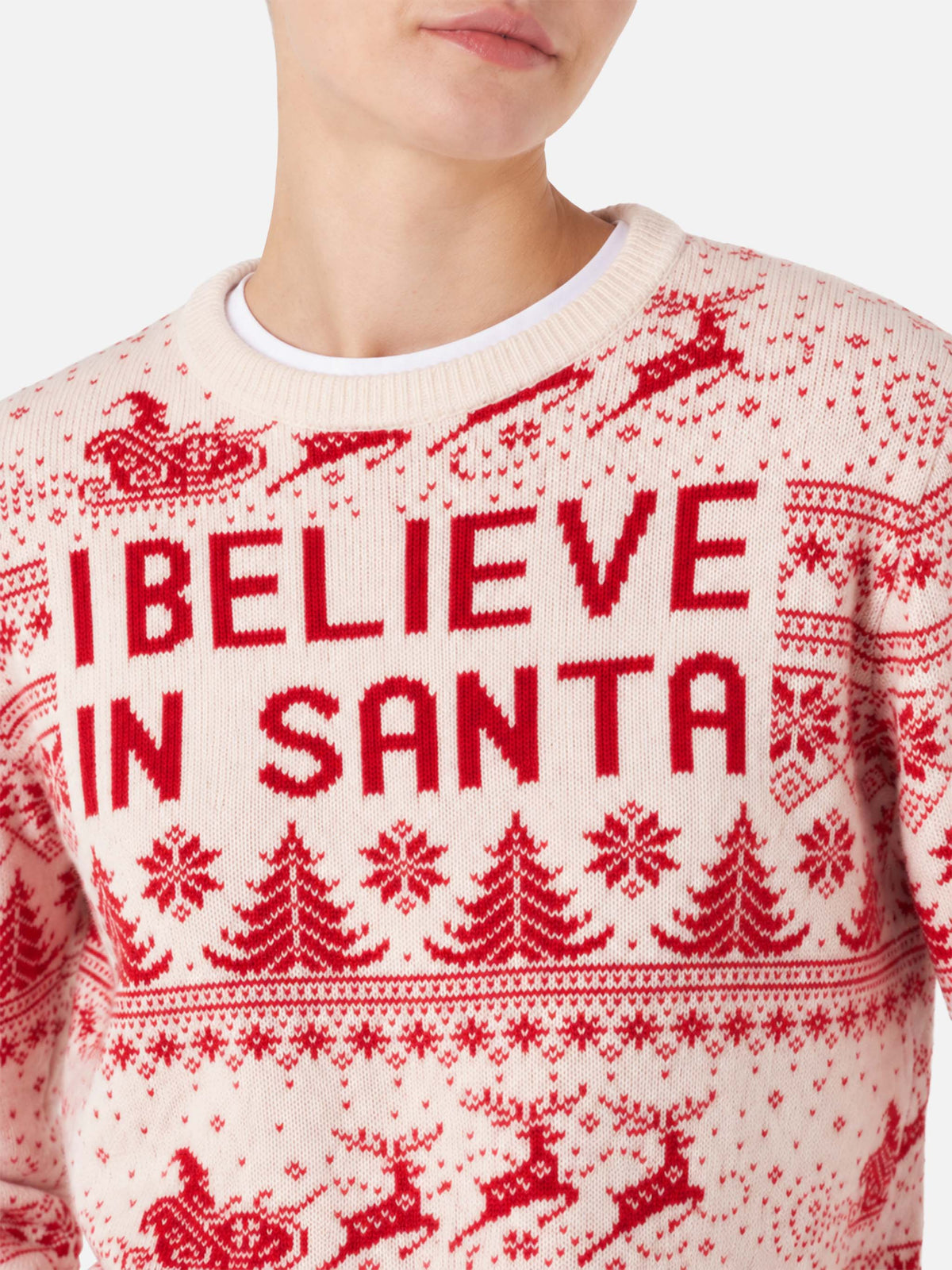 New Queen red and white Christmas jacquard sweater