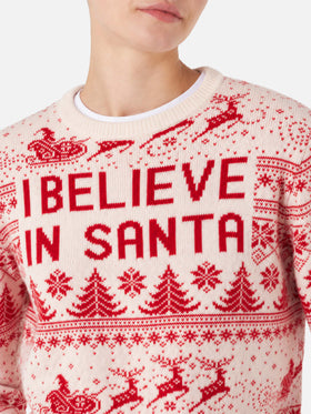 New Queen red and white Christmas jacquard sweater