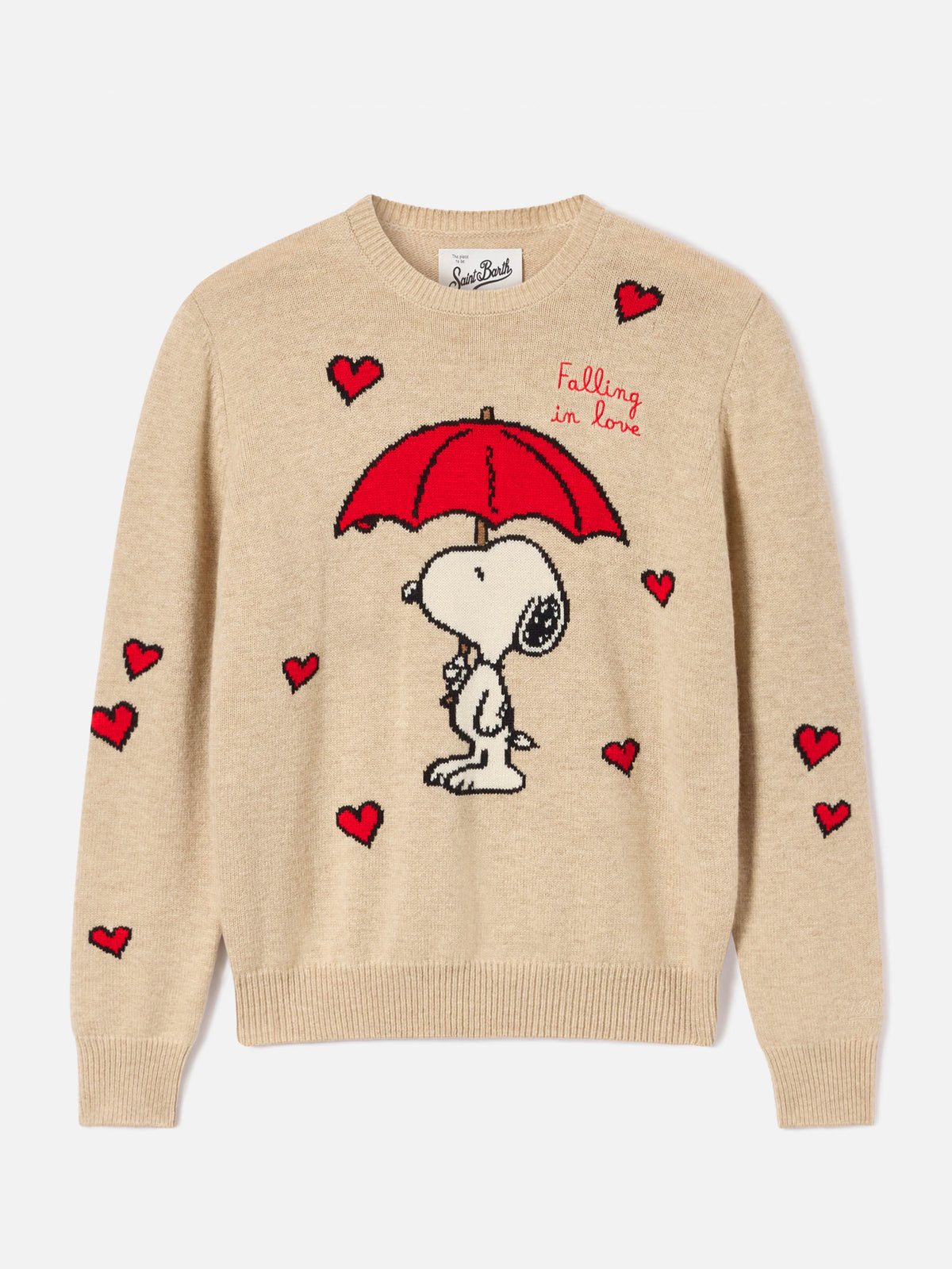 Maglia girocollo New Queen beige con intarsio Snoopy | Special edition