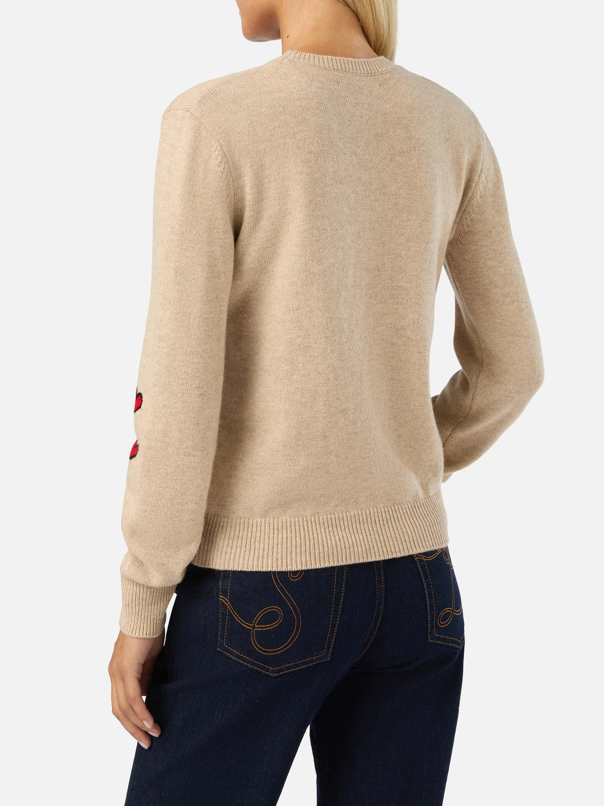 Maglia girocollo New Queen beige con intarsio Snoopy | Special edition