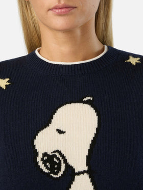 Maglia girocollo New Queen blu navy con intarsio Snoopy | Special edition