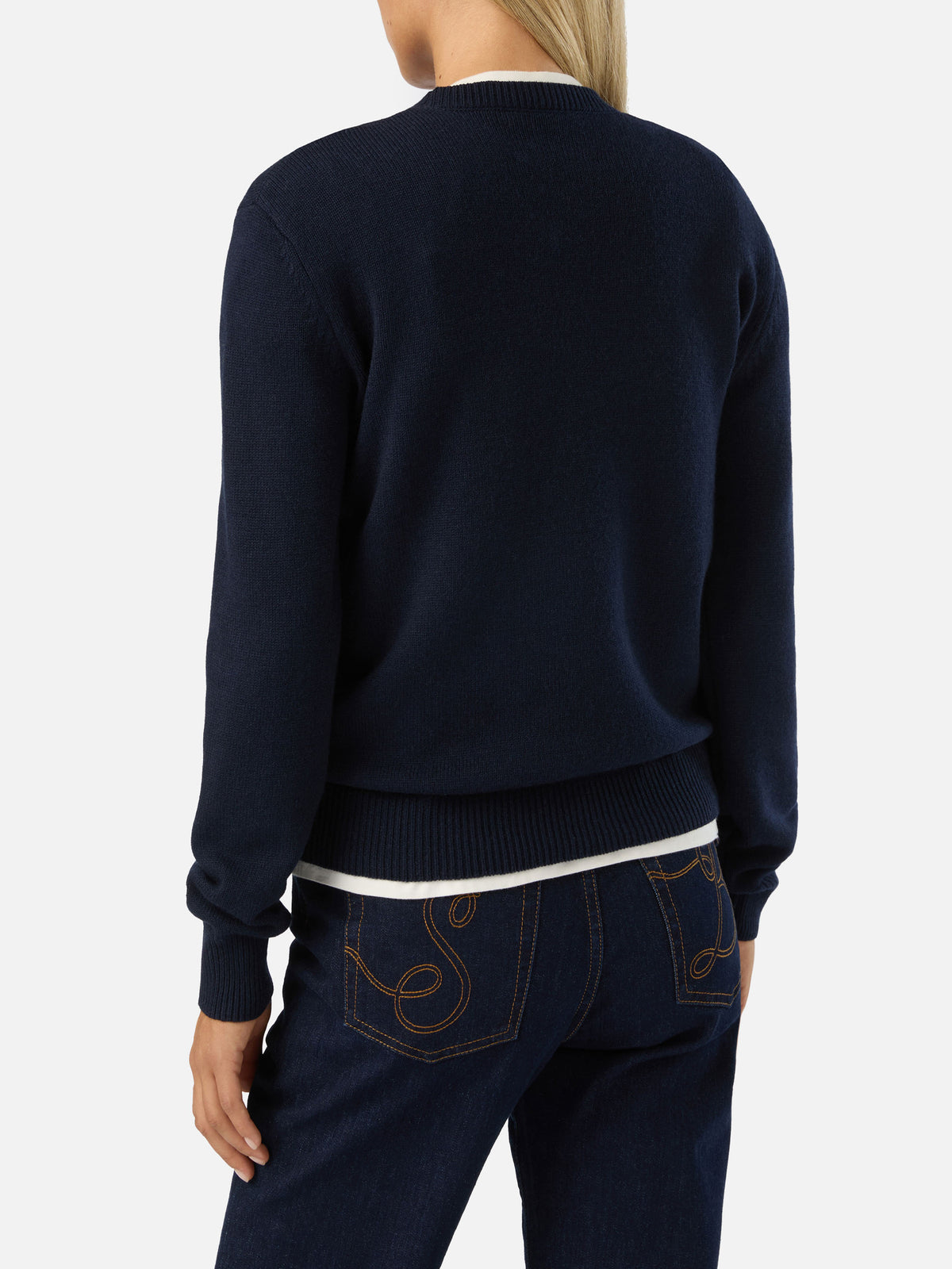 Maglia girocollo New Queen blu navy con intarsio Snoopy | Special edition