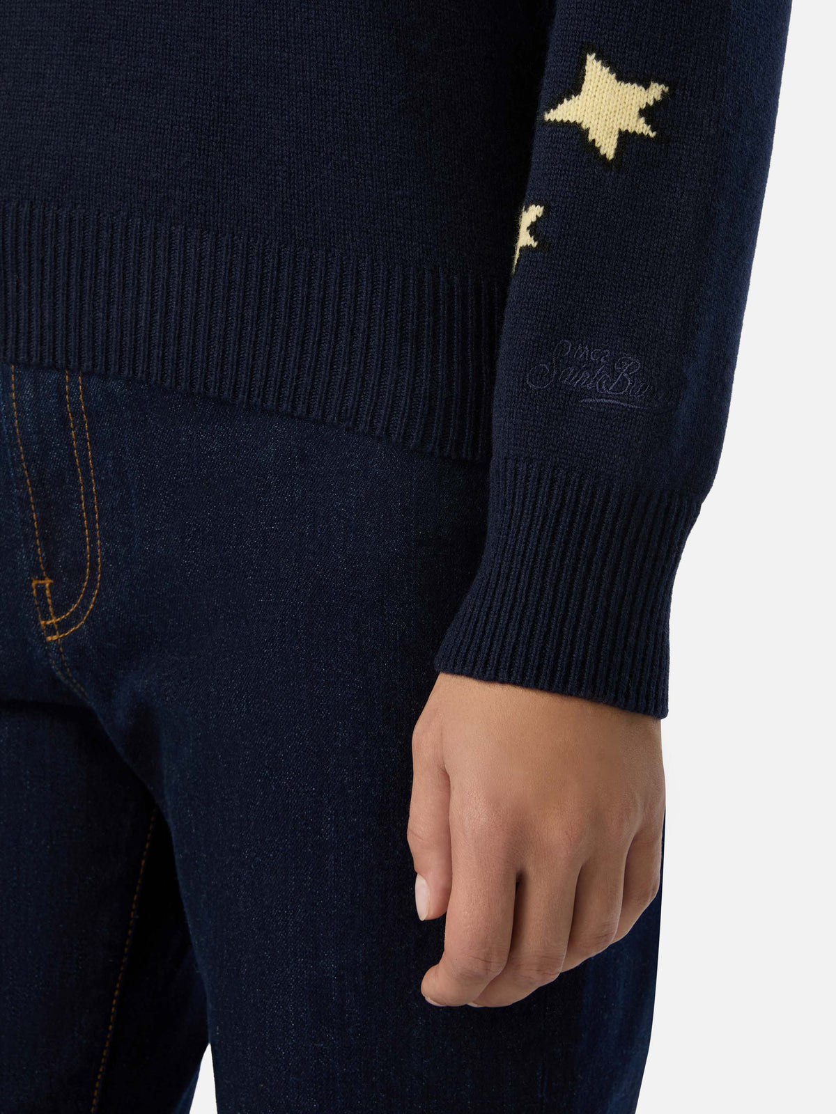 Maglia girocollo New Queen blu navy con intarsio Snoopy | Special edition