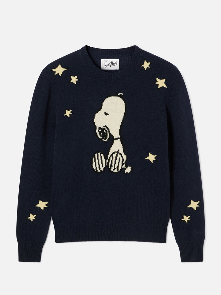 Punto de cuello redondo New Queen en azul marino blue con intarsia de Snoopy | Special edition 