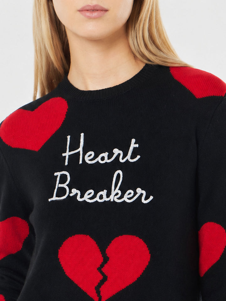 New Queen black sweater with Heart Breaker embroidery and heart jacquard