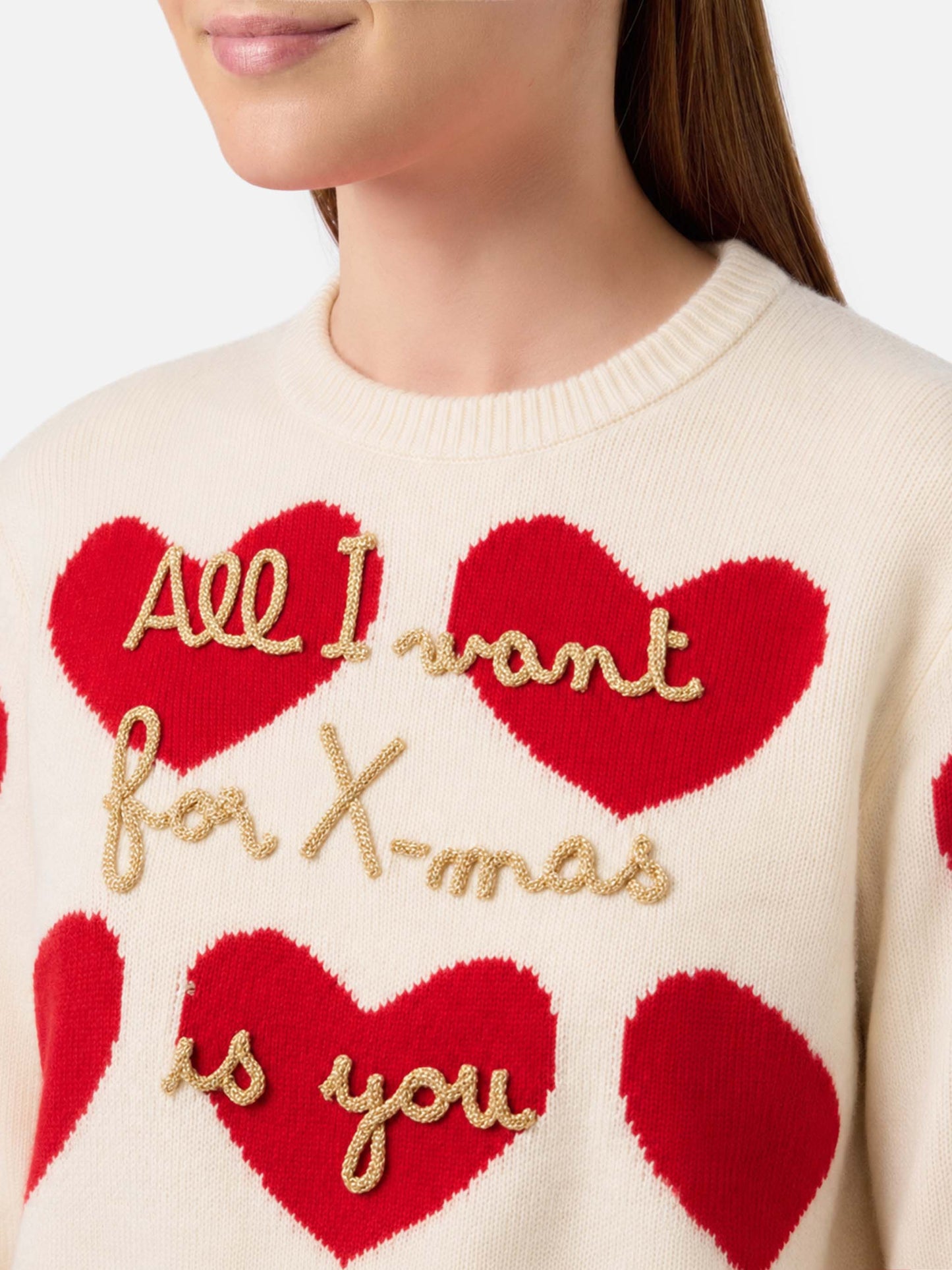 New Queen sweater with All I Want for Xmas is You embroidery