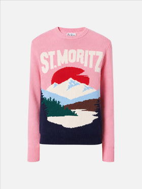 Maglione New Queen con stampa St. Moritz