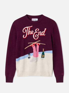 Pull col rond Bordeaux New Queen avec intarsia The End 