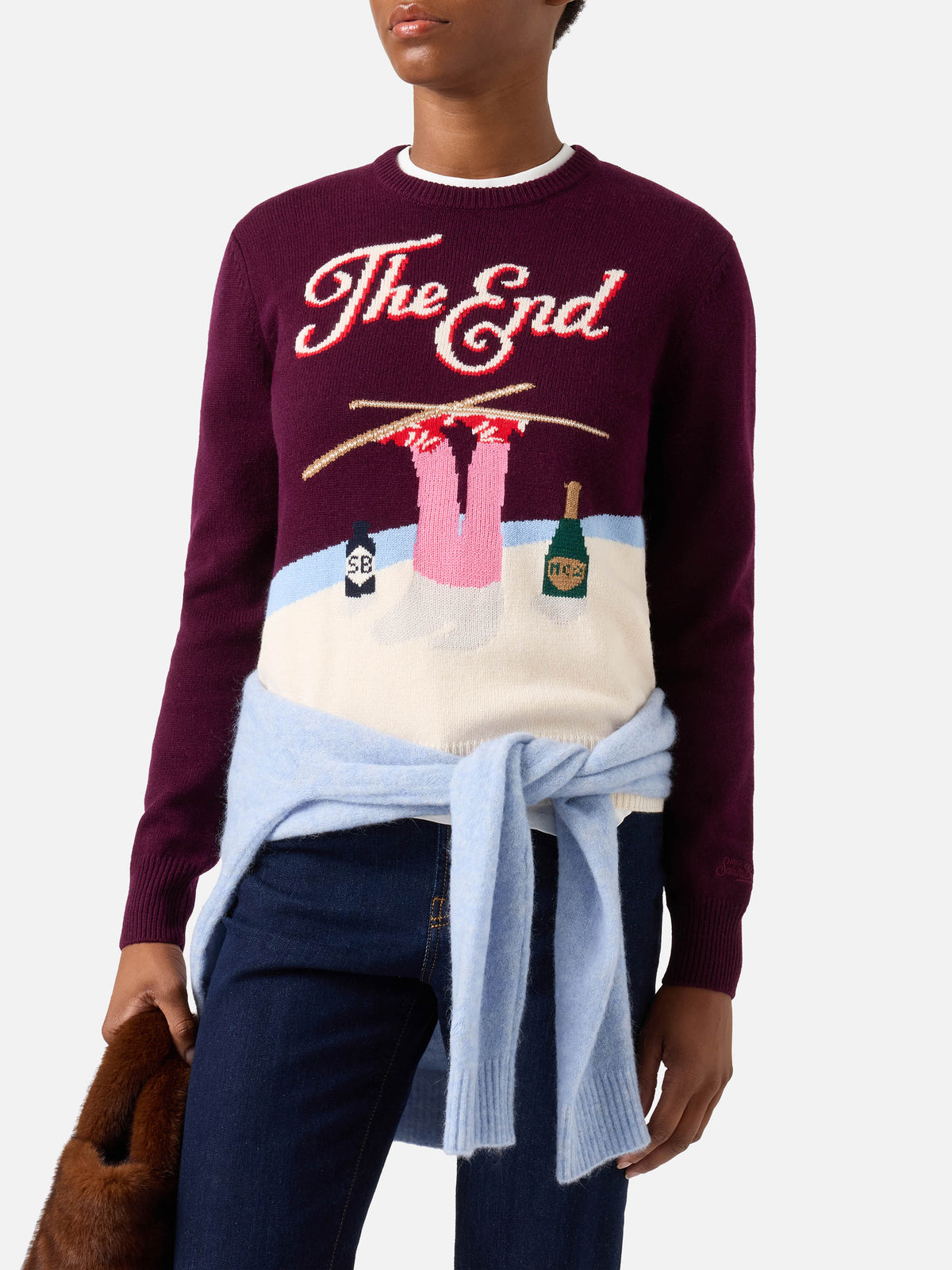Girocollo bordeaux New Queen con intarsio The End