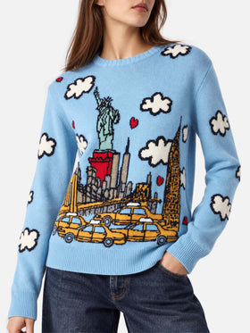 Suéter New Queen azul claro con estampado New York 