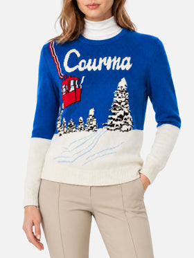 Maglia New Queen con jacquard Courma postcard